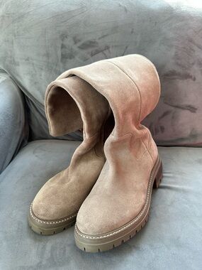 Gentle Souls Lug Soul Taupe Suede Boots
